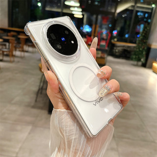 Ốp điện thoại mờ từ tính siêu mỏng cho VIVO X Fold 5 X Fold 3 Pro Bảo vệ bản lề sạc không dây Vỏ trong suốt