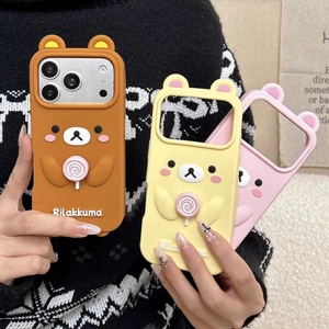 Thích hợp cho 15 / 13 Dễ Thương Lollipop Bear Apple 17promax Ốp Điện Thoại 16 Vỏ Chống Sốc 14PRO Silicone Stereo