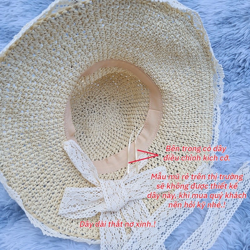 Mũ Nón Cói Nữ Đi Biển Vành Rộng Thời Trang Cao Cấp Tiểu Thư Có Dây Buộc Xinh Xinh