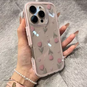 Hàn Quốc hoa tulip cho iPhone 171615 trường hợp 141311promax tối giản 16 cá tính 16plus mới 16pro dễ thương