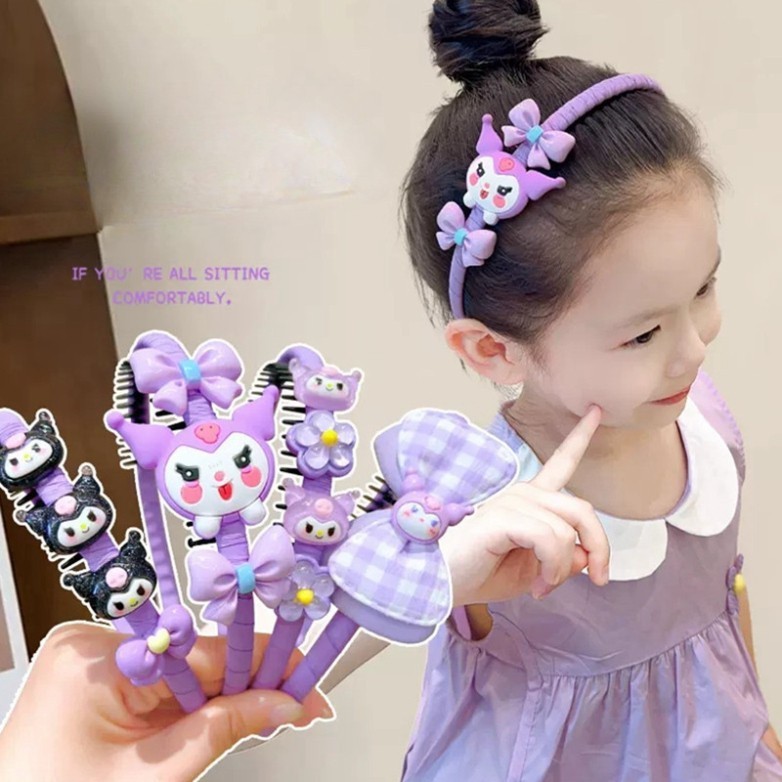 Bờm Tóc Kuromi Siêu Xinh Phong Cách Hàn Quốc Cho Bé Băng Đô Cài Tóc Đính Nơ Xinh Xắn Cho Bé Gái