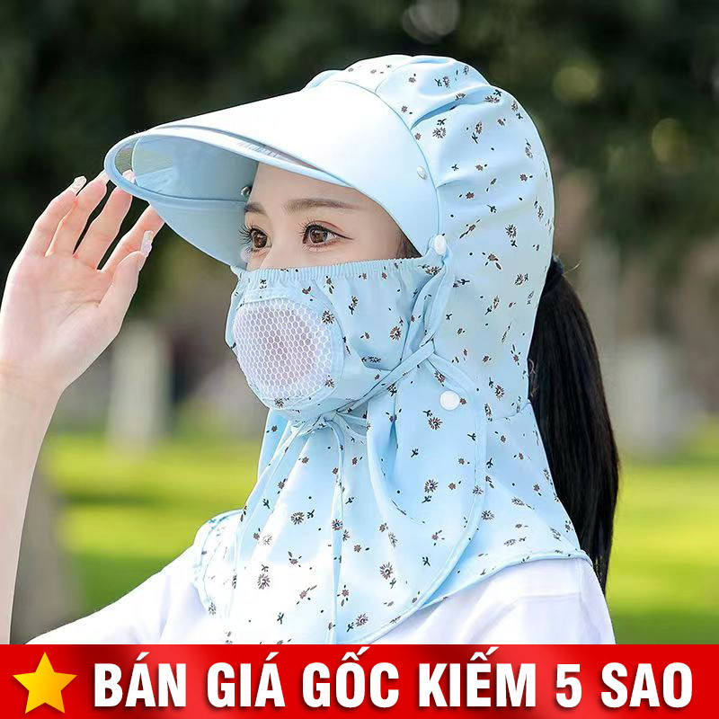 Mũ Chống Nắng Trùm Đầu Có Kính Dẻo Chống Bụi Thoáng khí mẫu mới