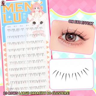 Lông mi giả hình móng vuốt mèo dành cho nữ 10 hàng 80 cụm lông mi dưới cùng với kết cấu mịn tự nhiên và mềm mại