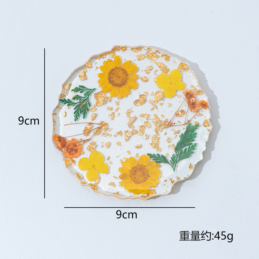 [Phong Cách Ins] Lót Ly Nhựa Resin Hoa Khô Thật - Đế Lót Ly Trong Suốt Decor Bàn Cà Phê - Phụ Kiện Chụp Ảnh Trang Sức & Làm Móng Đẹp - Quà Tặng Tinh Tế