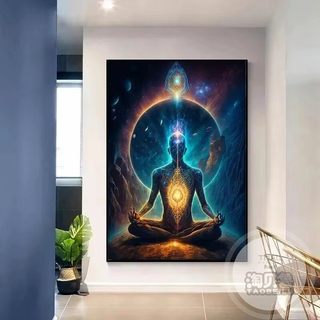 Thiền Phật Thiền Yoga Không Khung Vải Chống Thấm Nước Nghệ Thuật Poster Tinh Thần Hòa Bình Âm Dương Trang Trí Tường