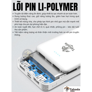 Pin sạc dự phòng chính hãng TAHADA T-102 10000mah Li-polymer 10w Sạc 2 thiết bị cùng lúc tiện lợi
