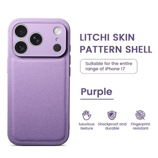 Ốp Điện Thoại Da Màu Tím vintage Cho IPhone 17 Pro Max 12 13 14 15 16 Pro Max Plus Vỏ Chống Sốc Có Vỏ Bảo Vệ Ống Kính