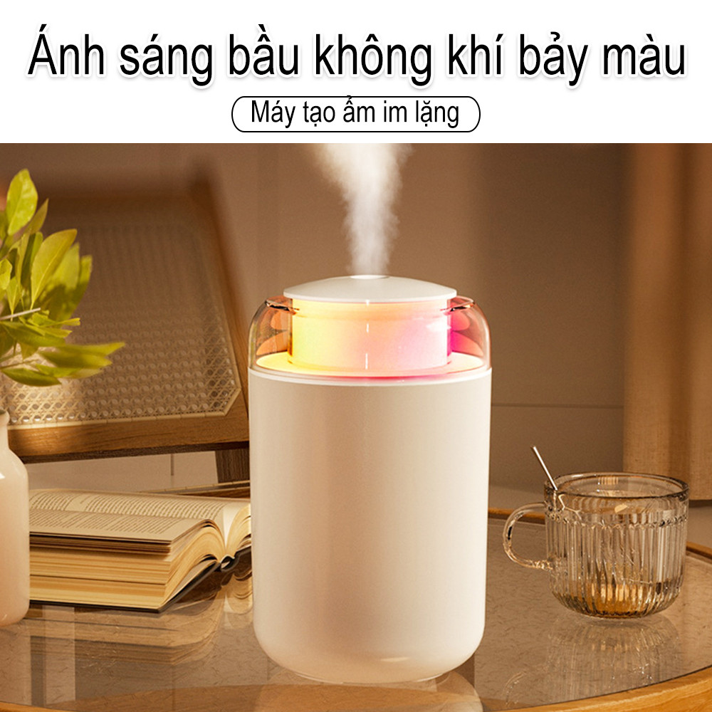 Máy tạo độ ẩm nhỏ dành cho ô tô gia đình có đèn ngủ nhiều màu sắc im lặng Máy tạo độ ẩm không khí 1.2L