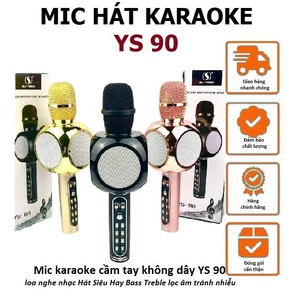 Micro hát karaoke kiêm loa bluetooth cầm tay YS-90 âm thanh hay Bass Treble lọc âm tránh nhiễu 2026