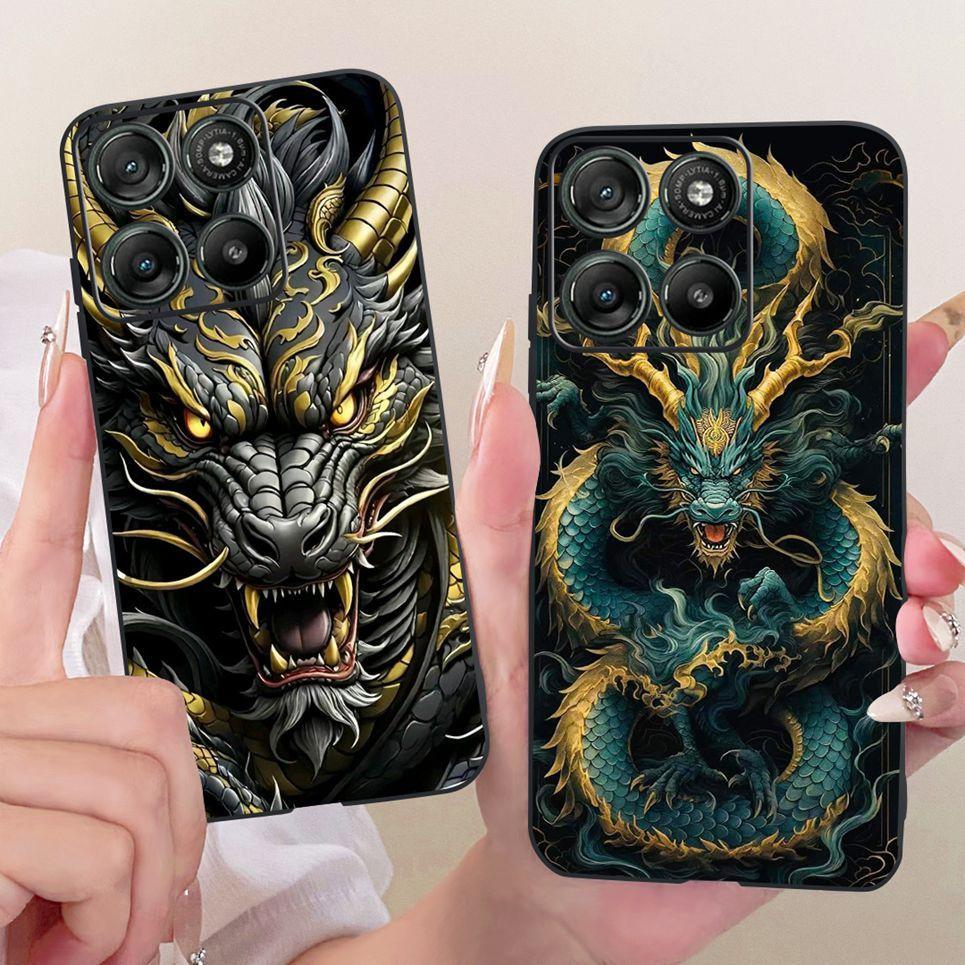 Dành Cho Motorola Moto G67 Power Motorola G57 Điện Thoại Ốp Lưng Mèo Rồng Hoạt Hình Thiết Kế Ốp Lưng Màu Đen Mềm Vỏ Silicon