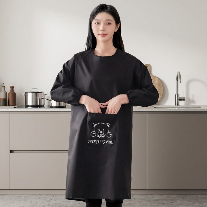 áo khoác tạp dề đảo ngược mặc chống dầu chống bẩn mềm mại thoáng khí túi lớn tiện lợi cho nấu ăn