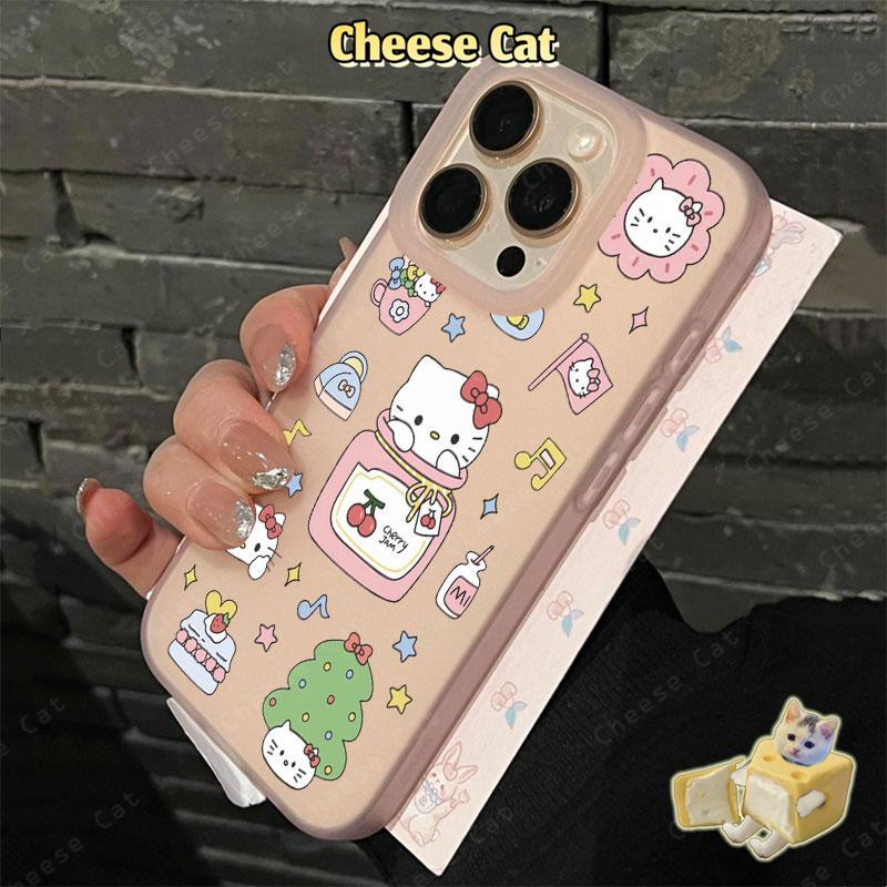 Cuộc sống hàng ngày của chú mèo dễ thương Ốp điện thoại màu hồng mờ cho iPhone 15 16 11 12 13 14 17 Pro Max 7 Plus X