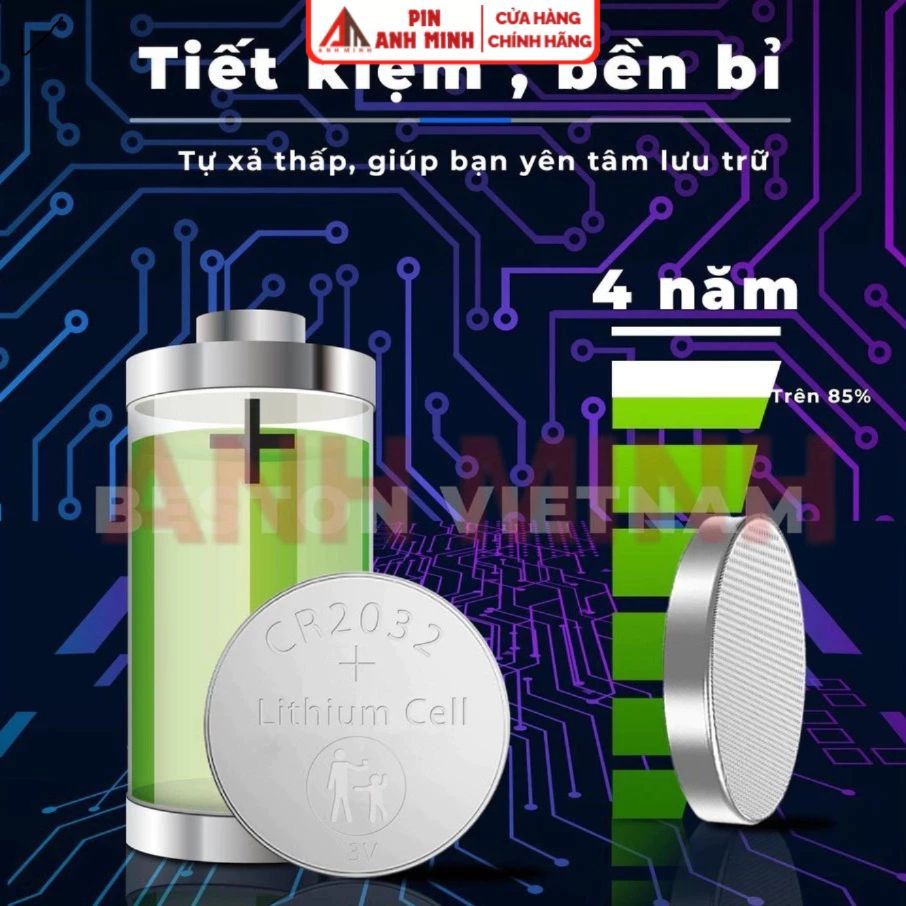 Pin 3V CR2032 CR2025 CR2016 CR1632 CR2450 Beston thay khóa xe máy ôtô ,điều khiển từ xa...