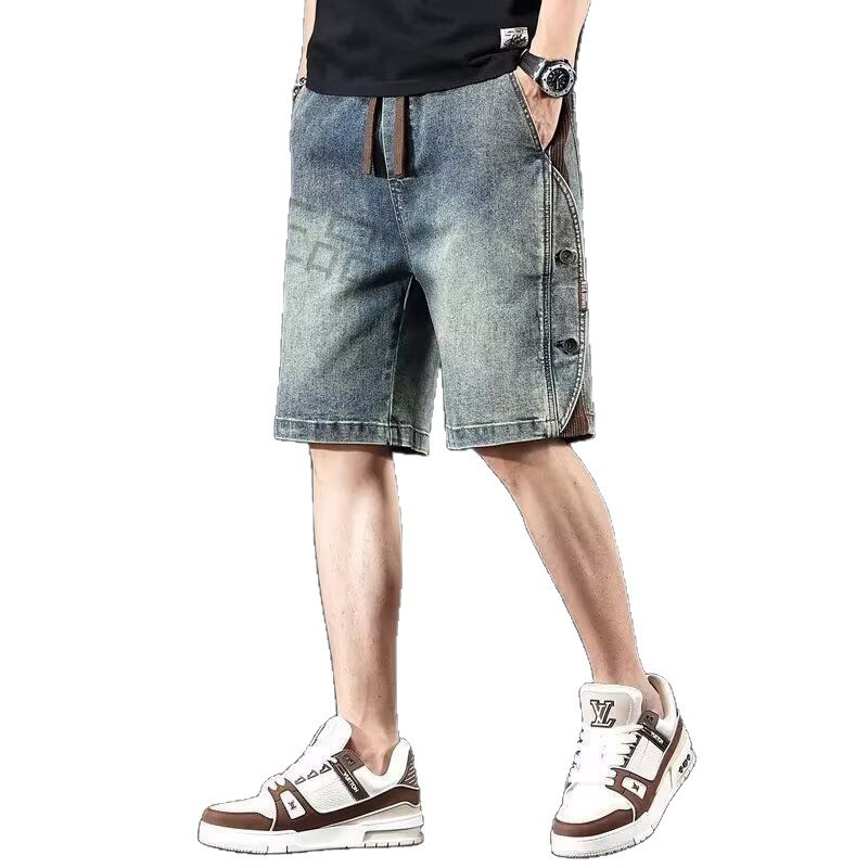 Quần Short Denim Dáng Rộng Phong Cách Mỹ, Mùa Hè Thon Gọn, Mặc Ngoài Trời