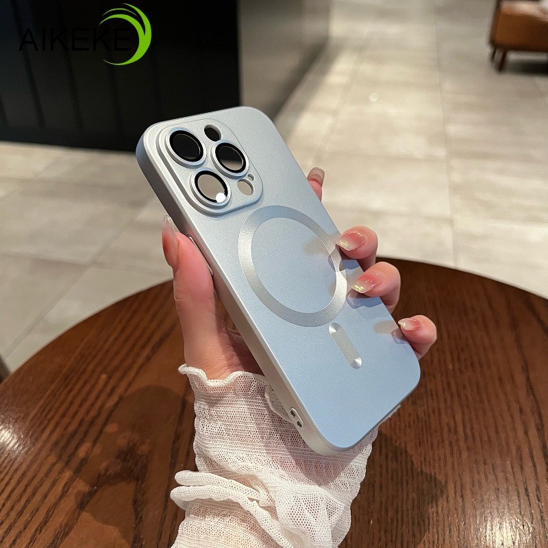 Tương Thích Cho iPhone 12 11 Pro Max XR XS Max X SE3 SE2 2022 2020 12ProMax 11ProMax Vỏ Điện Thoại Sơn Kim Loại Màu Trơn Vỏ Từ Tính Kinh Doanh Vỏ Sạc Không Dây Mềm