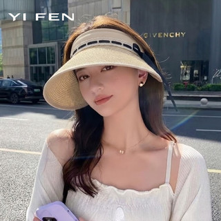YIFEN Nơ Thoáng Khí Vành Lớn Mũ Chống Nắng Rỗng Top Nữ Mùa Hè Chống Nắng Sang Trọng Mũ Rơm All-Ma