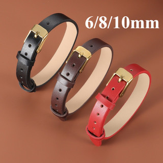 6mm 8mm 10mm Da Mềm NATO Dây Đeo Đồng Hồ Dây Đơn Vòng Hoa Văn Tre Mịn Cho Nữ | Dây đeo cổ tay thay thế mỏng Dainty Khóa vàng