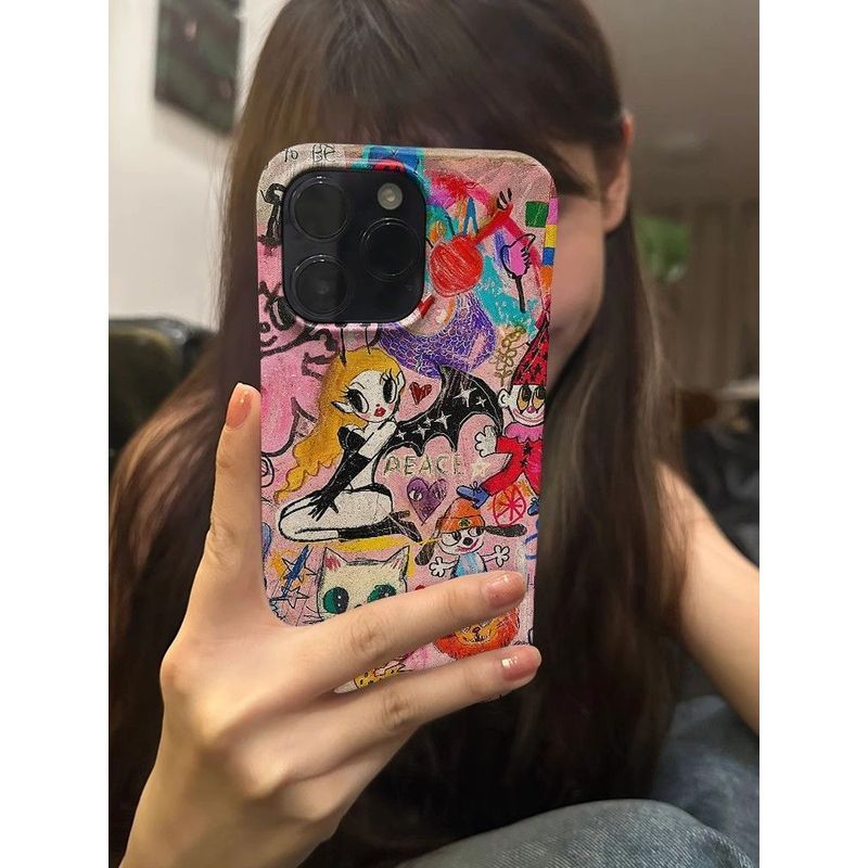 Ốp Điện Thoại Art Little Witch QYJS Thích Hợp Cho IPhone 11 XR XSMAX 17 AIR 13 14 15 16 ProMax 12 PRO 7 8 PLUS Vỏ Cứng Phim Bề Mặt Sáng Bóng