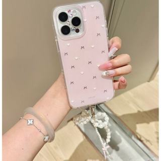 Sang Trọng Lỗ Lớn Hai Lớp Màu Hồng Toàn Màn Hình Love Bow Ốp lưng iPhone 17 16 15 14 13 Pro Max Chống Sốc Bảo Vệ Camera Ốp Lưng Cứng Chống Rơi