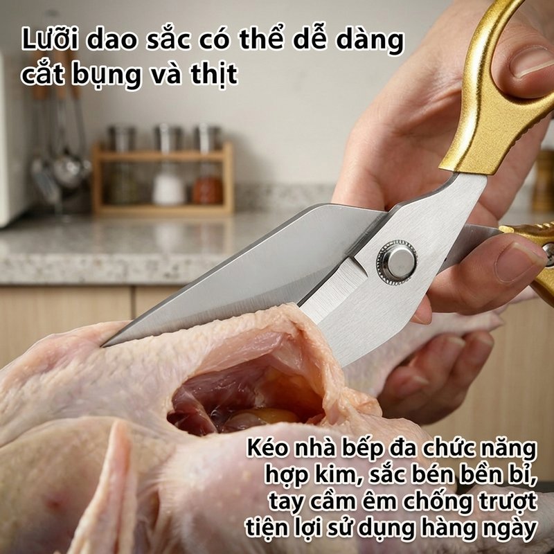Kéo nhà bếp đa chức năng hợp kim nhôm sắc bền chống trượt dễ dùng cho gia đình cắt thịt hải sản