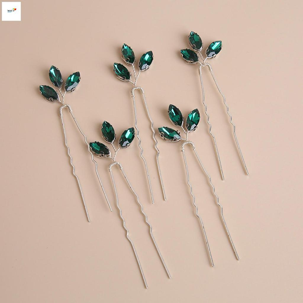 Kẹp tóc handmade hình chữ u màu xanh kim cương giả dành cho cô dâu và phù dâu