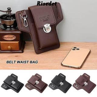 Túi thắt lưng RISEDOT điện thoại màu trơn đa chức năng, du lịch, da cổ điển, kèm túi đựng thẻ di động