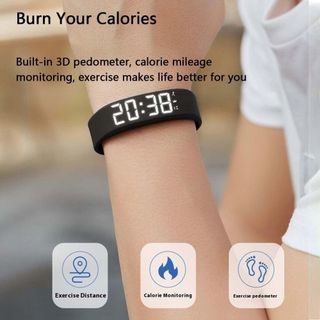 Đồng hồ báo thức ORDOBOX, Vòng đeo tay báo thức chống ngáy kỹ thuật số LED, Chống nước thông minh với máy đếm bước chạy Báo động rung có thể điều chỉnh cho học sinh