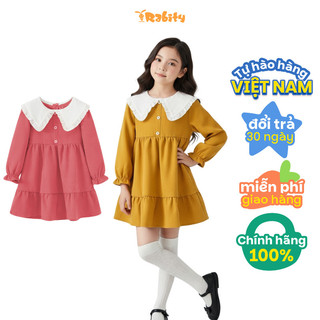 Đầm nhung dài tay cổ sen bé gái Rabity 951.010
