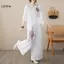 LUImo Bộ Đồ Thời Trang Retro - Áo Sơ Mi Thêu Kết Hợp Với Quần Ống Rộng Đa Năng Dành Cho Nữ