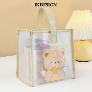 Túi xách trong suốt JKDESIGN, Túi Tote dung tích lớn PVC, Túi chống nước thạch thời trang đi biển