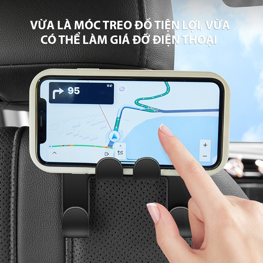 Combo 4 Móc Treo Đồ Gắn Sau Ghế Ô Tô, Giá Đỡ Điện Thoại 4 Chân Đa Năng Phù Hợp Với Mọi Loại Xe Cobak Auto
