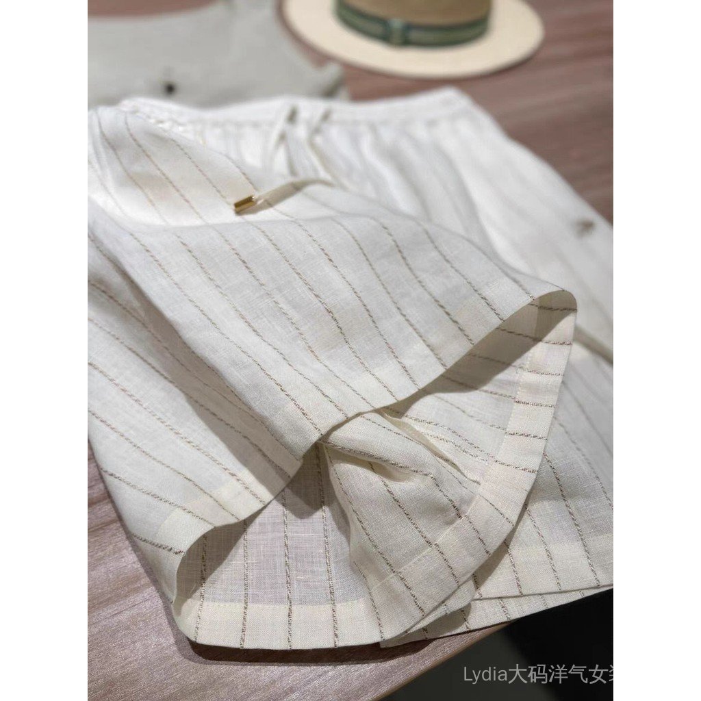 Quần short vải lanh sọc phong cách retro, phù hợp mặc mùa hè - Giảm giá 10%