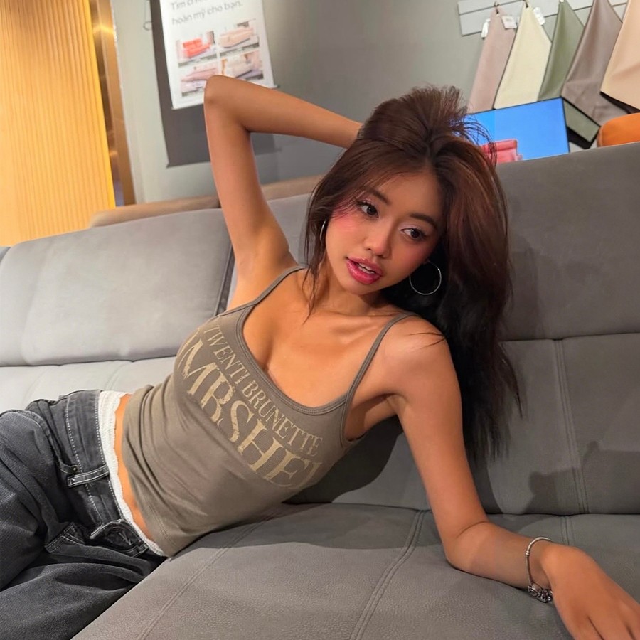 Camisole nữ cổ thấp co giãn, phong cách thể thao gợi cảm cho mùa hè