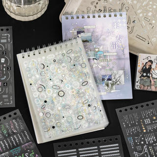 ENWEI 30 Chiếc [Dòng Album Phát Sáng Mềm] Chất Liệu Kép Matte PET Die Cut Tạp Chí Dán Các Yếu Tố Trang Trí Cho Sổ Lưu Niệm Người Lập Kế Hoạch