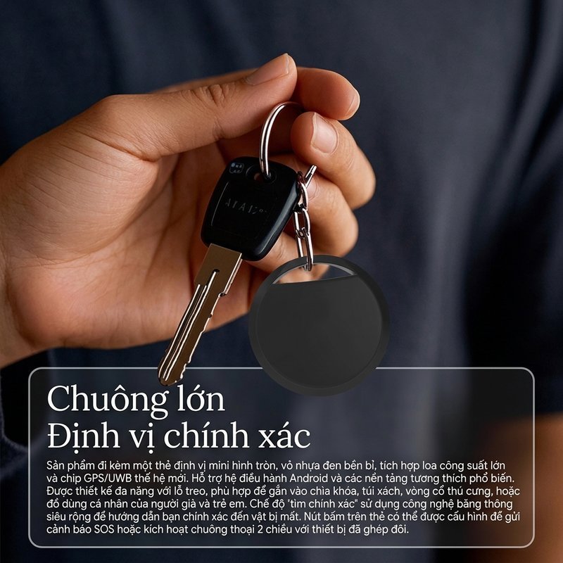 Thiết bị định vị GPS Mini định vị chính xác tương thích Android cảnh báo quên đồ dành cho trẻ người
