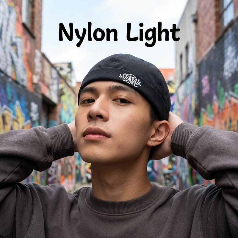 Mũ beanie phong cách hip-hop nylon thoáng khí thêu logo thân thiện da phù hợp đường phố nam nữ