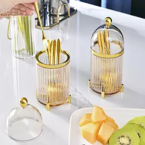 TRTR 10 Chiếc Nĩa Trái Cây Di Động Bằng Thép Không Gỉ Món Tráng Miệng Bánh Vàng Nĩa Có Lọ VN