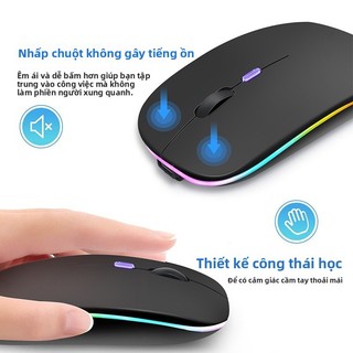 Chuột Không Dây 2 Chế Độ Bluetooth/USB – Silent, Pin Sạc, Dùng Cho Macbook, Laptop, iPad