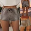 MAPLEPOET - Quần Short Mini Sọc Dây Rút Eo Thấp Cho Nữ Mùa Hè