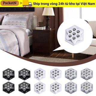 POCKETN 4 Ròng rọc tự dính, Bánh xe đa năng tắt tiếng tự dính, Đế ròng rọc Mini 7 hạt
