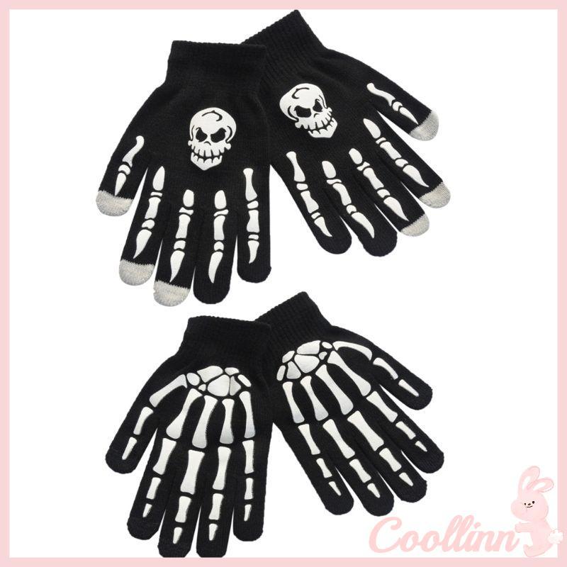 Unisex Adult Children Winter Cycling Full Fingered Gloves Halloween Horror Skull