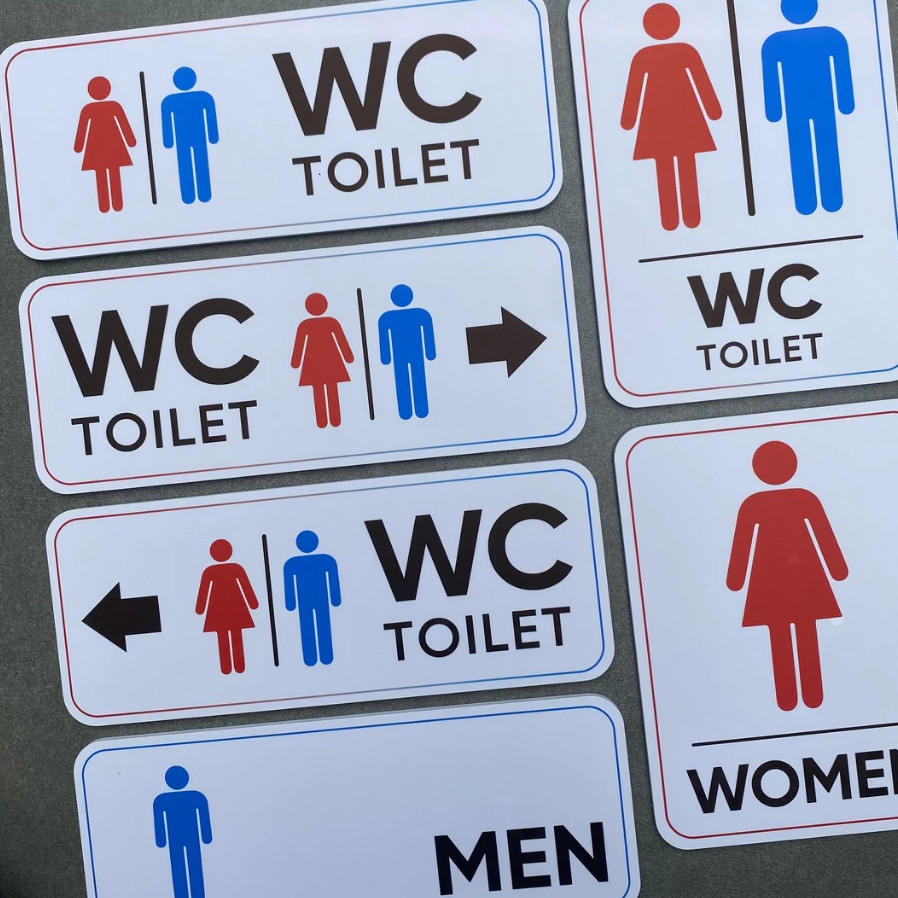 Biển Nhà Vệ Sinh, Bảng Toilet, Biển WC, Biển Báo Nhà Vệ Sinh, in UV , Dán Tường, Chống Nước, Chống Nắng