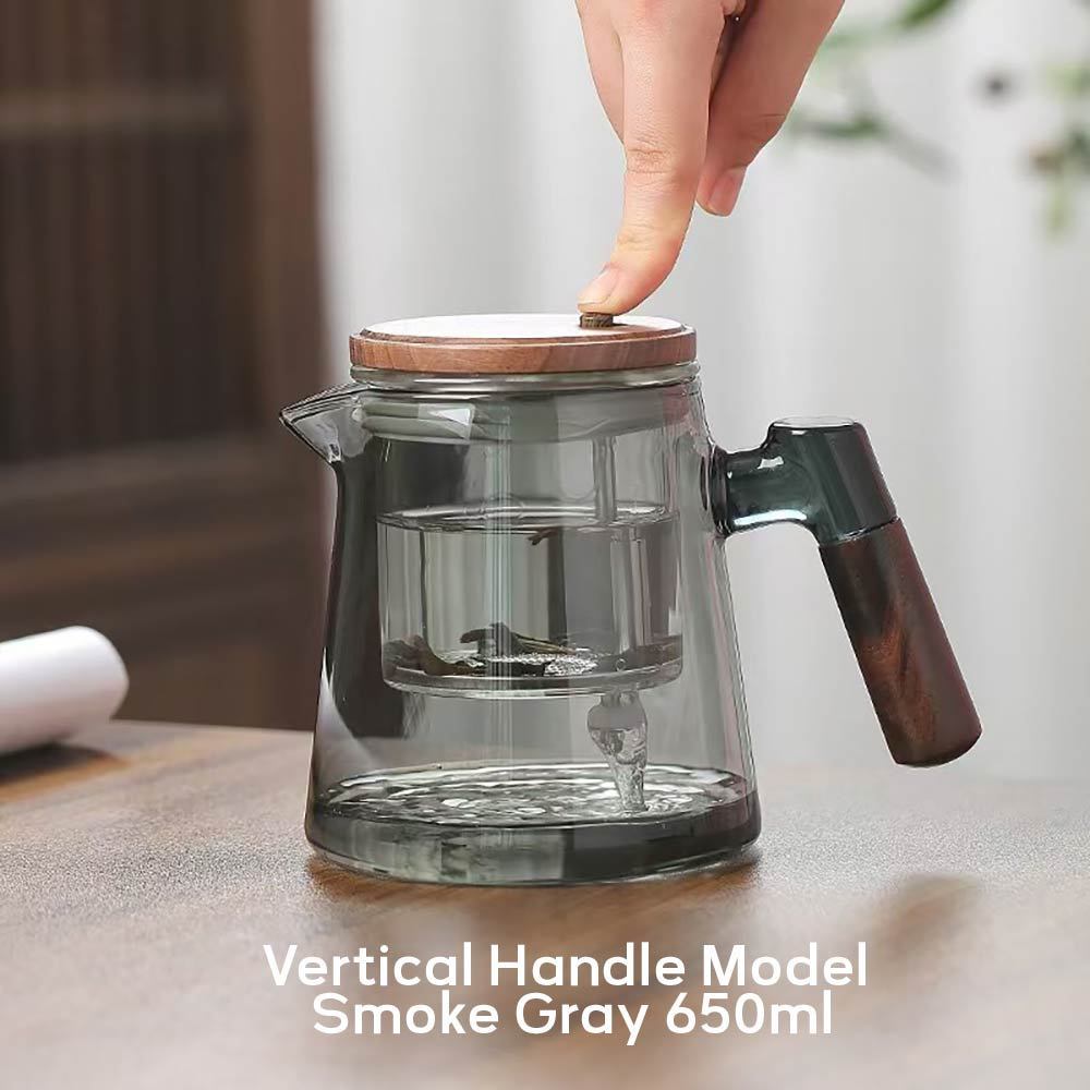 Nồi trà thủy tinh Borosilicate 650ml - Tách trà một chạm để pha tại nhà