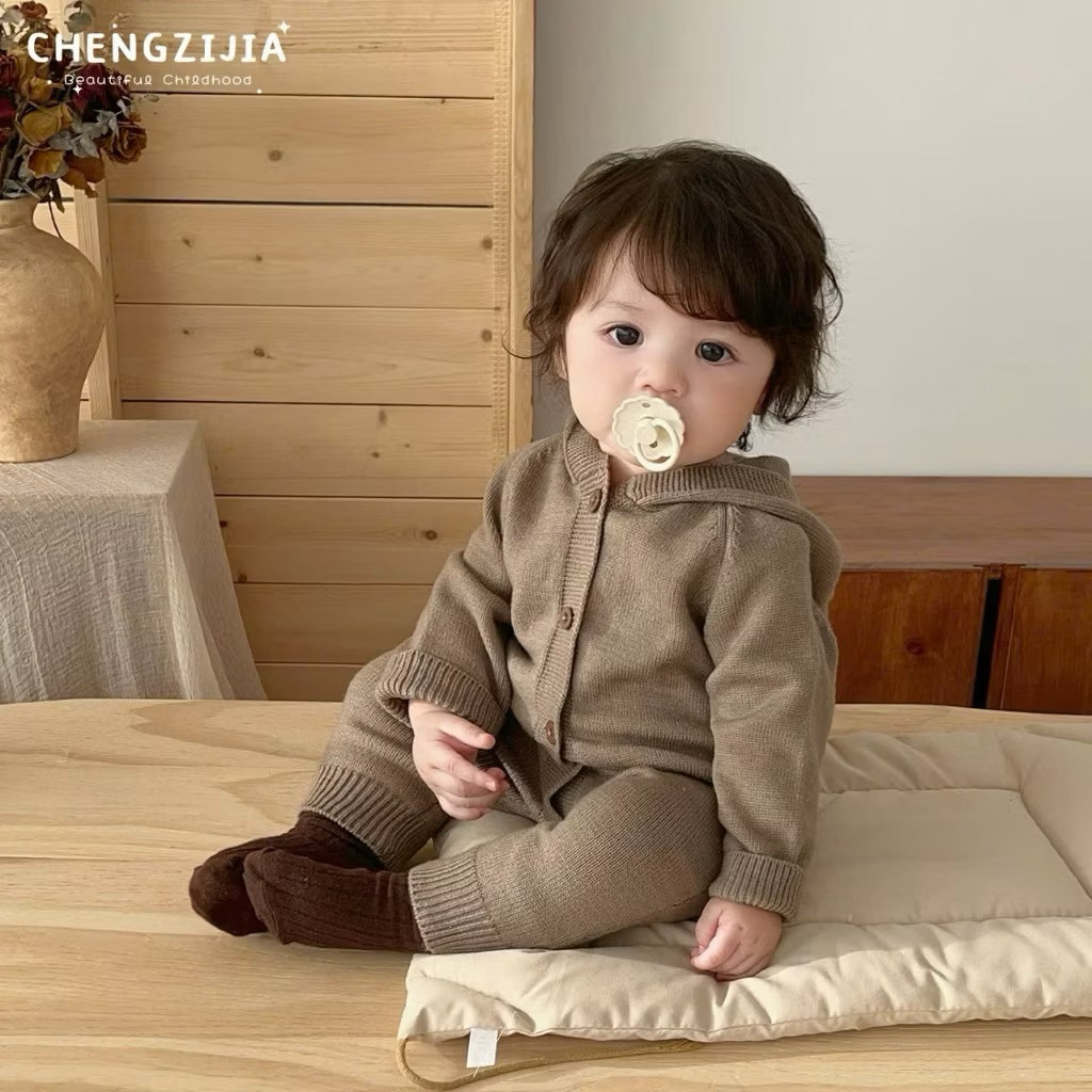 [MS005] 5-13kg Body liền thân Len tai thỏ xinh xắn màu trơn phong cách Hàn Quốc cho bé yêu