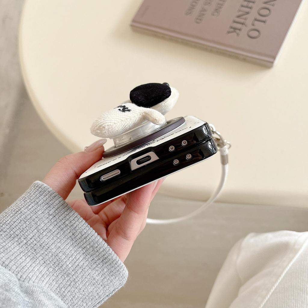 Ốp điện thoại từ tính mực phun nước nền màu trắng Thích hợp cho Samsung Galaxy ZFlip7 zflip6 Vỏ cứng gấp dây buộc cho Z Flip 7 6 5 4 5G PuraX N3Flip MixFlip 2 Vỏ bảo vệ