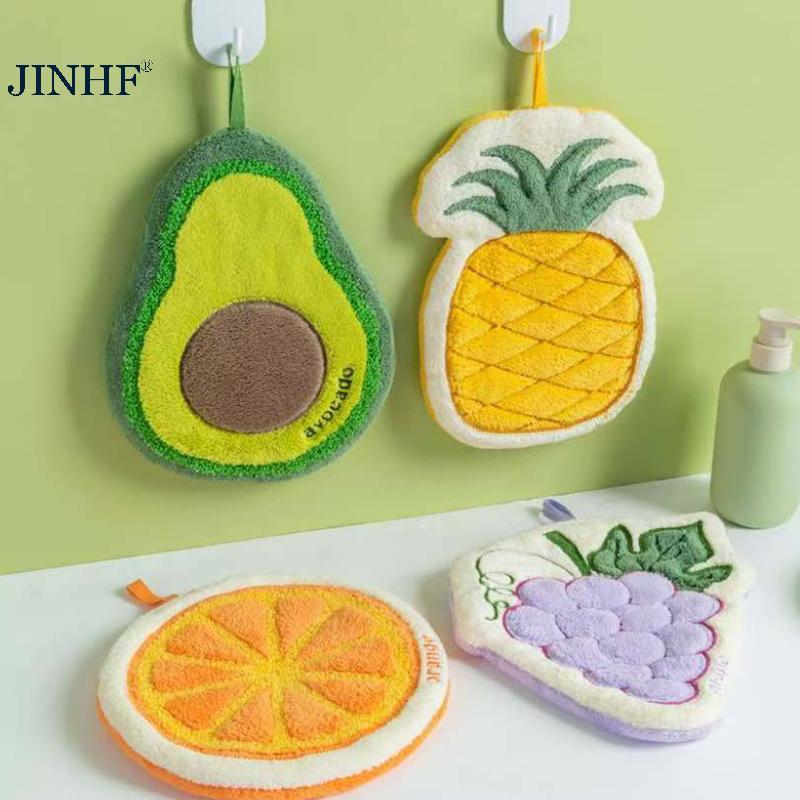JINHF Khăn Tay Trái Cây Nhà Bếp Thấm Hút Vải Lau Mềm Tắm Treo Khăn Trẻ Em Phòng Tắm Hoa Tay Vải Đồ Dùng Gia Đình HOT