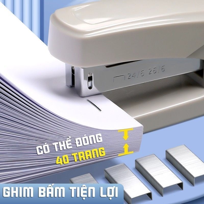 Ghim bấm dập ghim văn phòng loại 30 trang, màu pastel dễ thương, kích thước mini nhỏ gọn tiện lợi cho mọi người