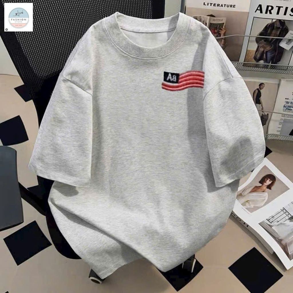 Áo phông unisex tay lỡ cotton su mát với Hình lá cờ Mỹ siêu hot,Trẻ trung -quanao94
