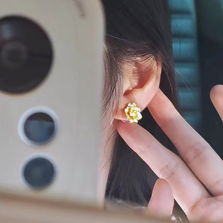 Mới Bông Tai Mẫu Đơn Vàng Retro, Ánh Sáng Cao Cấp, Phụ Kiện Thời Trang