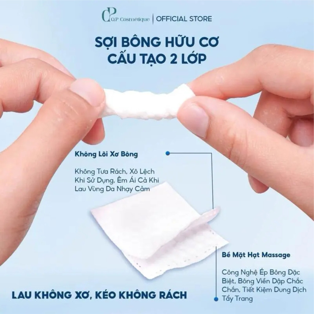 Combo 4 Gói | 600 Miếng Bông Tẩy Trang Q.P Cosmétique Không Xơ Không Rách, Hạt Massage Sạch Sâu